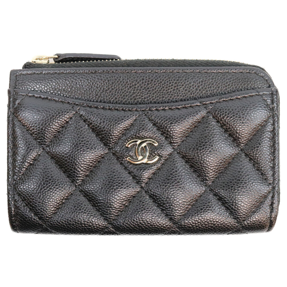 CHANEL AP3179 Random Serial Number Caviar Skin Classic Zip Business Card Hold...